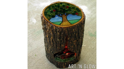 Resin Art Inspiration : Tree Stump Side Table With Fireplace