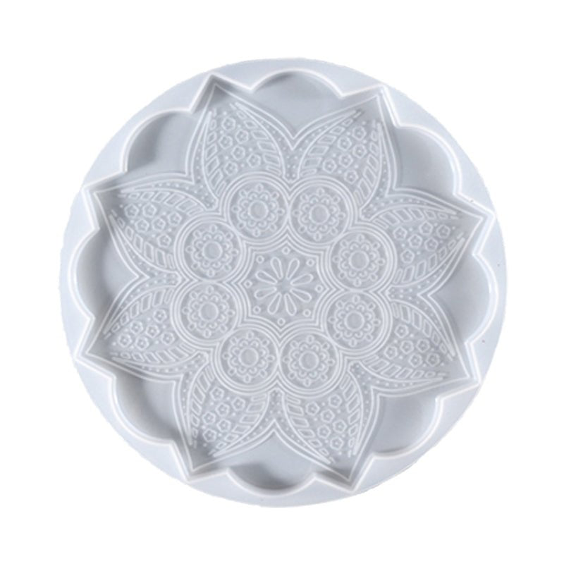 SNOWINSPRING 5 Pcs Mandala Coaster Resin Molds,Tray Molds for