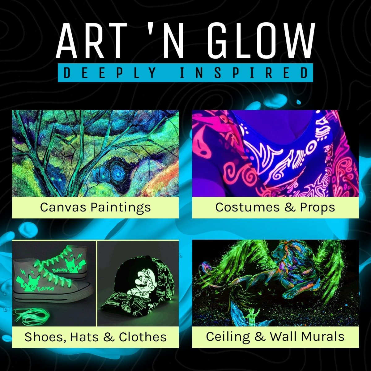 Glow In The Dark Paint - Blue Squid Fluorescent Glow Face & Body Paint for  UV 