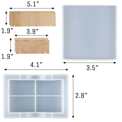 Four Square Coasters with Holder Silicone Mold Set