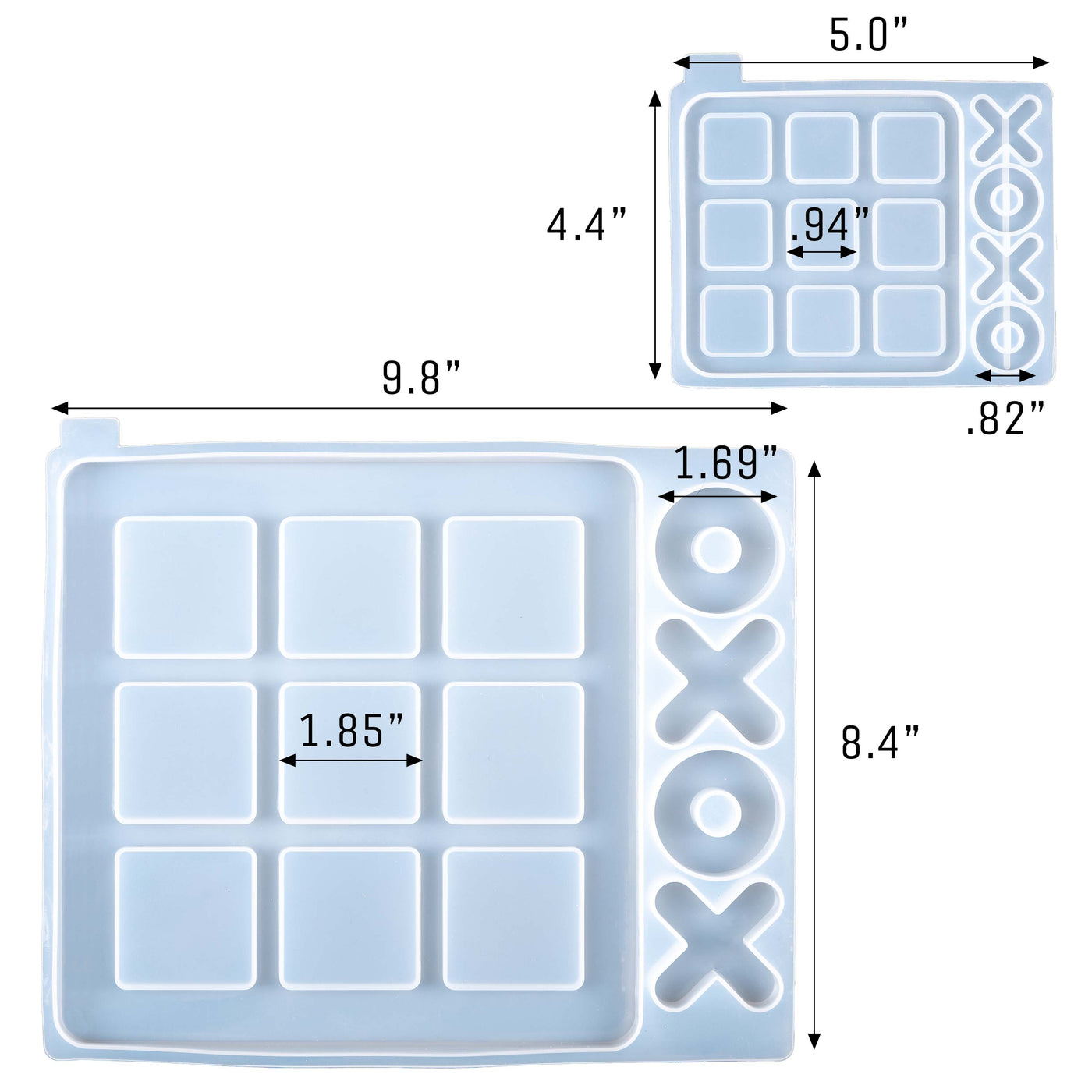 Large and Small Tic-Tac-Toe Silicone Mold Set
