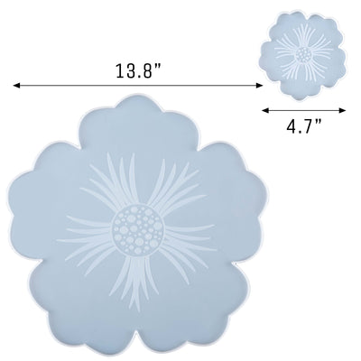 Flower Tray with Five Flower Coasters Silicone Mold Set